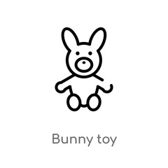 outline bunny toy vector icon. isolated black simple line element illustration from toys concept. editable vector stroke bunny toy icon on white background