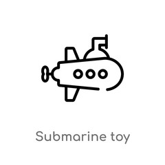 outline submarine toy vector icon. isolated black simple line element illustration from toys concept. editable vector stroke submarine toy icon on white background