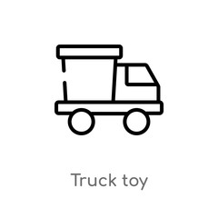 outline truck toy vector icon. isolated black simple line element illustration from toys concept. editable vector stroke truck toy icon on white background