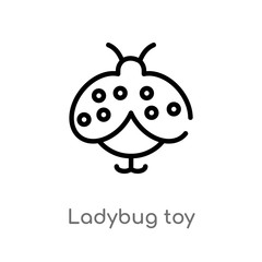 outline ladybug toy vector icon. isolated black simple line element illustration from toys concept. editable vector stroke ladybug toy icon on white background