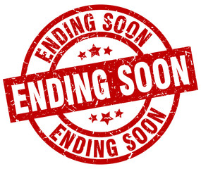 ending soon round red grunge stamp