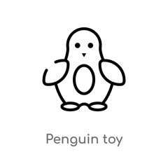 outline penguin toy vector icon. isolated black simple line element illustration from toys concept. editable vector stroke penguin toy icon on white background