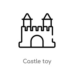 outline castle toy vector icon. isolated black simple line element illustration from toys concept. editable vector stroke castle toy icon on white background