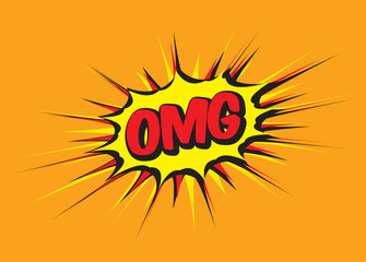 Color comic speech bubble and omg. Vector Illustration.