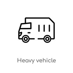 outline heavy vehicle vector icon. isolated black simple line element illustration from transport concept. editable vector stroke heavy vehicle icon on white background