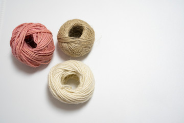 colored ball of yarn isolated in white background