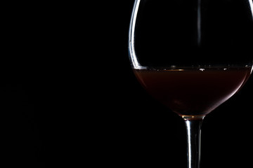 Glass of wine on a black background