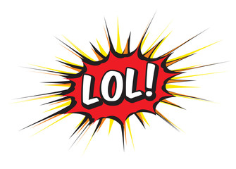 Color comic speech bubble and text lol. Vector Illustration.