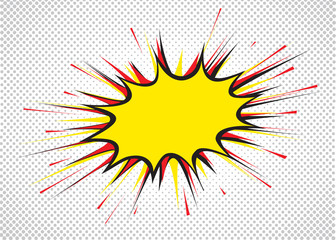 Color comic speech bubble and empty banner. Vector Illustration.