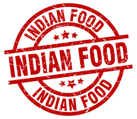 indian food round red grunge stamp
