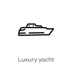 outline luxury yacht vector icon. isolated black simple line element illustration from transport concept. editable vector stroke luxury yacht icon on white background