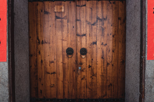 Traditional Chinese style wooden door. Ancient Chinese Door