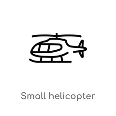 outline small helicopter vector icon. isolated black simple line element illustration from transport concept. editable vector stroke small helicopter icon on white background