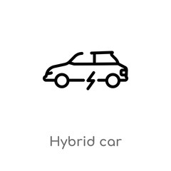 outline hybrid car vector icon. isolated black simple line element illustration from transport concept. editable vector stroke hybrid car icon on white background