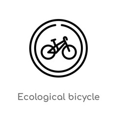 outline ecological bicycle transport vector icon. isolated black simple line element illustration from transport concept. editable vector stroke ecological bicycle transport icon on white background