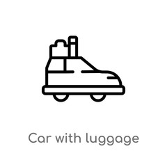 outline car with luggage vector icon. isolated black simple line element illustration from transport concept. editable vector stroke car with luggage icon on white background
