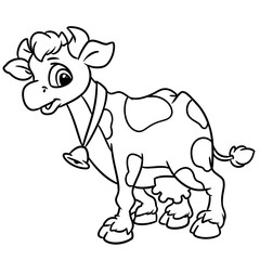 Fototapeta premium Cow kind animal character cartoon illustration isolated image coloring page