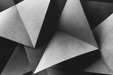 Gray elements of paper, futuristic dark background