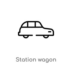 outline station wagon vector icon. isolated black simple line element illustration from transport concept. editable vector stroke station wagon icon on white background