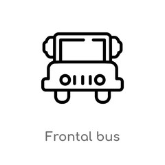 outline frontal bus vector icon. isolated black simple line element illustration from transport concept. editable vector stroke frontal bus icon on white background