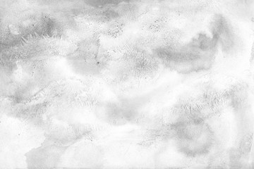 Gray watercolor and ink paper textures on white background. Chaotic stylish abstract organic design.