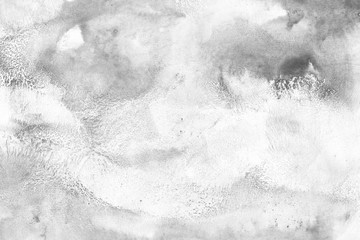 Gray watercolor and ink paper textures on white background. Chaotic stylish abstract organic design.