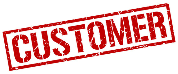 customer red grunge square vintage rubber stamp