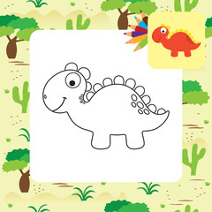 Cute cartoon dino coloring page