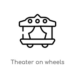 outline theater on wheels vector icon. isolated black simple line element illustration from transport concept. editable vector stroke theater on wheels icon on white background