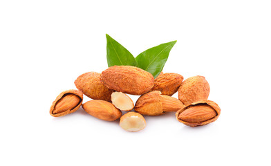Yellow almonds isolated on a white background