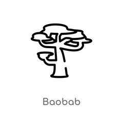 outline baobab vector icon. isolated black simple line element illustration from africa concept. editable vector stroke baobab icon on white background
