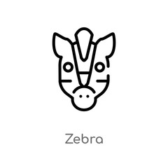 outline zebra vector icon. isolated black simple line element illustration from africa concept. editable vector stroke zebra icon on white background