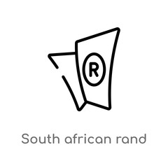 outline south african rand vector icon. isolated black simple line element illustration from africa concept. editable vector stroke south african rand icon on white background