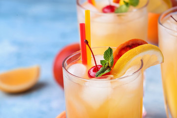 Glass of Tequila Sunrise cocktail, closeup