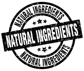 natural ingredients round grunge black stamp