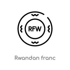 outline rwandan franc vector icon. isolated black simple line element illustration from africa concept. editable vector stroke rwandan franc icon on white background