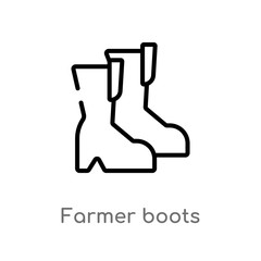 outline farmer boots vector icon. isolated black simple line element illustration from agriculture farming concept. editable vector stroke farmer boots icon on white background