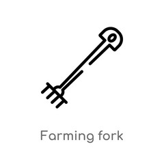 outline farming fork vector icon. isolated black simple line element illustration from agriculture farming concept. editable vector stroke farming fork icon on white background