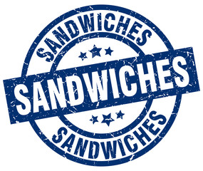 sandwiches blue round grunge stamp
