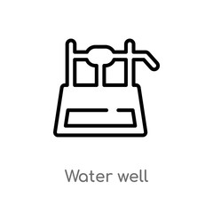 outline water well vector icon. isolated black simple line element illustration from agriculture farming concept. editable vector stroke water well icon on white background