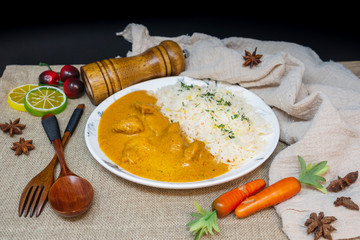 Handmade Indian curry chicken rice
