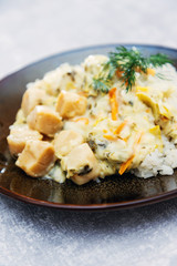 Scallop leek with basmati rice