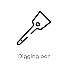 outline digging bar vector icon. isolated black simple line element illustration from farming and gardening concept. editable vector stroke digging bar icon on white background
