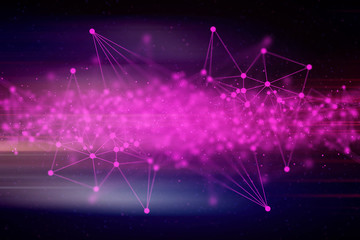 pink robotic particle data deep learning hologram, ai technology neon glow, molecule of chemical,...