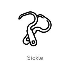 outline sickle vector icon. isolated black simple line element illustration from farming concept. editable vector stroke sickle icon on white background