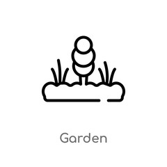 outline garden vector icon. isolated black simple line element illustration from gardening concept. editable vector stroke garden icon on white background