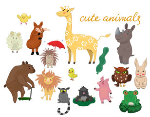 cute animals hand drawn style Vector illustration.