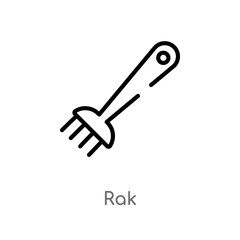 outline rak vector icon. isolated black simple line element illustration from gardening concept. editable vector stroke rak icon on white background