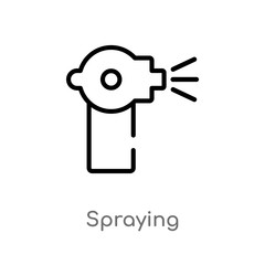 outline spraying vector icon. isolated black simple line element illustration from gardening concept. editable vector stroke spraying icon on white background