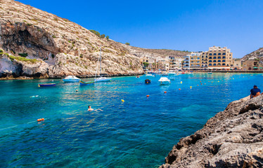 Xlendi Bay at island Gozo, Malta